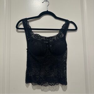 Black lace beaded bustier